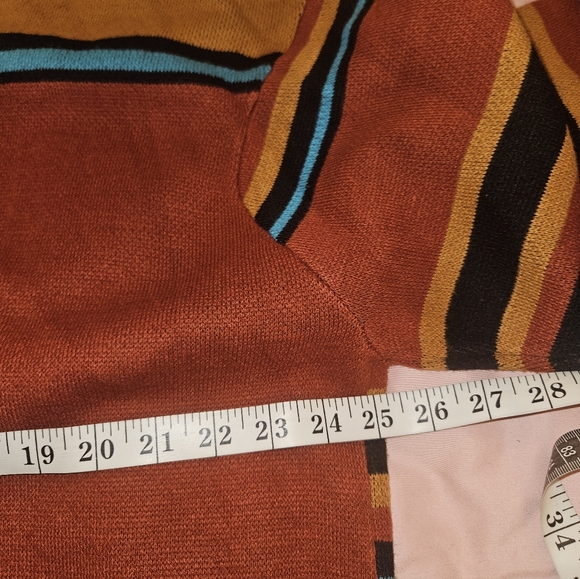 Wrangler Retro Cardigan in Rust with Turquoise and Mustard Accents - Picture 5 of 5